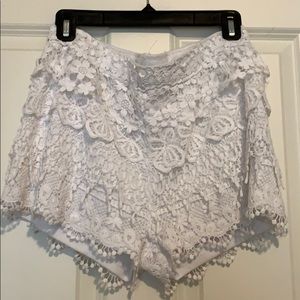 White lace shorts